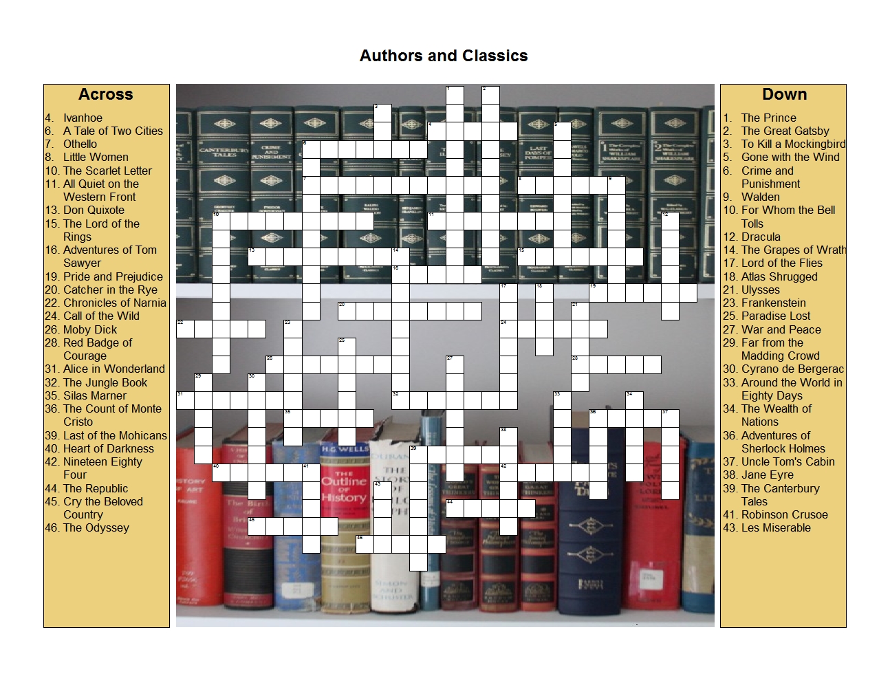 Authors and Classics puzzle