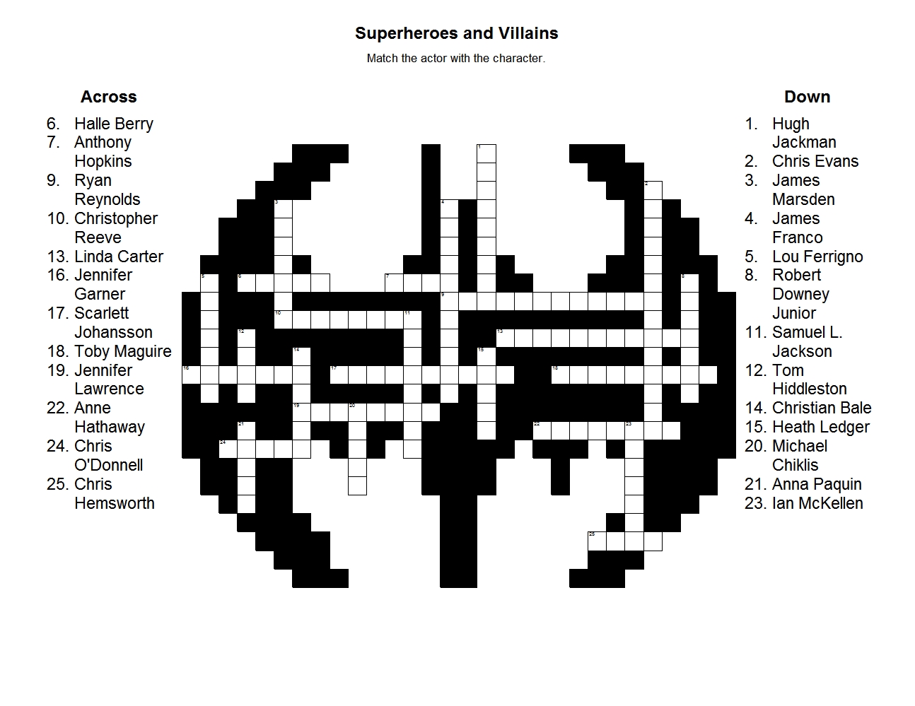 Superheroes and Villains puzzle